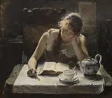 Bertha Wegmann: Resignation. Ung dame ved morgenbordet, 1890.Den Hirschsprungske Samling. Foto: Ole Akhøj