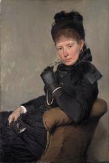 I billedet fra 1885 har Wegmann portrætteret sin gode veninde, den svenske malerinde Jeanna Bauck. De to kunstnere havde lært hinanden at kende i München, hvor de begge i 1860’erne var rejst til for at studere. I mange år delte de en lejlighed i München, og de bevarede kontakten, efter at de begge var flyttet hjem til henholdsvis Danmark og Sverige.
