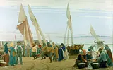 P.S. Krøyer: Morning at Hornbæk. The fishermen come ashore, 1875. The Hirschsprung Collection.