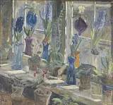 Alhed Larsen: Blomster i et vindue, (1914). Faaborg Museum