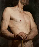 P.S. Krøyer: Modelstudie. Overkrop af en nøgen mand. u.å. Den Hirschsprungske Samling.