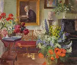 Farverne står i kø for at springe ud af Anna Anchers formidable værk Interiør fra dagligstuen fra 1915.