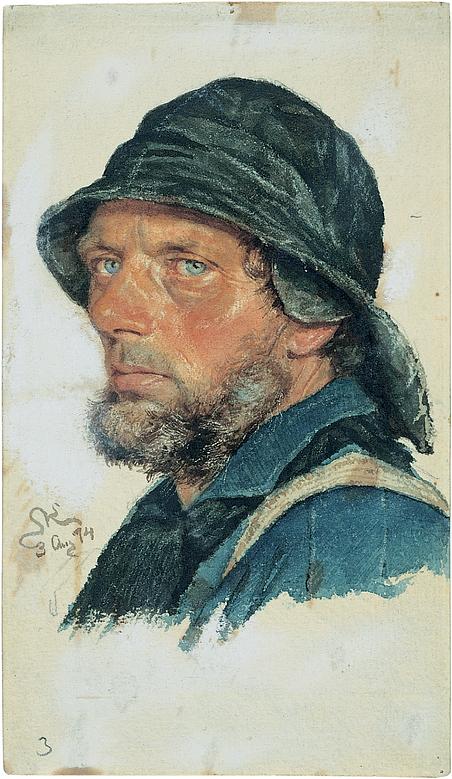 P.S. Krøyer: Hornbæk-fisker. 1874. Akvarel på papir. Den Hirschsprungske Samling.
