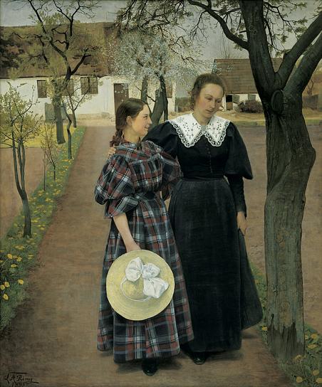 Sigrid Kähler appears alongside her sister, Ebba, in L.A. Ring’s large painting ‘Spring’. Ring painted the painting in 1895, the year before Sigrid and he were married. The painting is owned by The Hirschsprung Collection.
