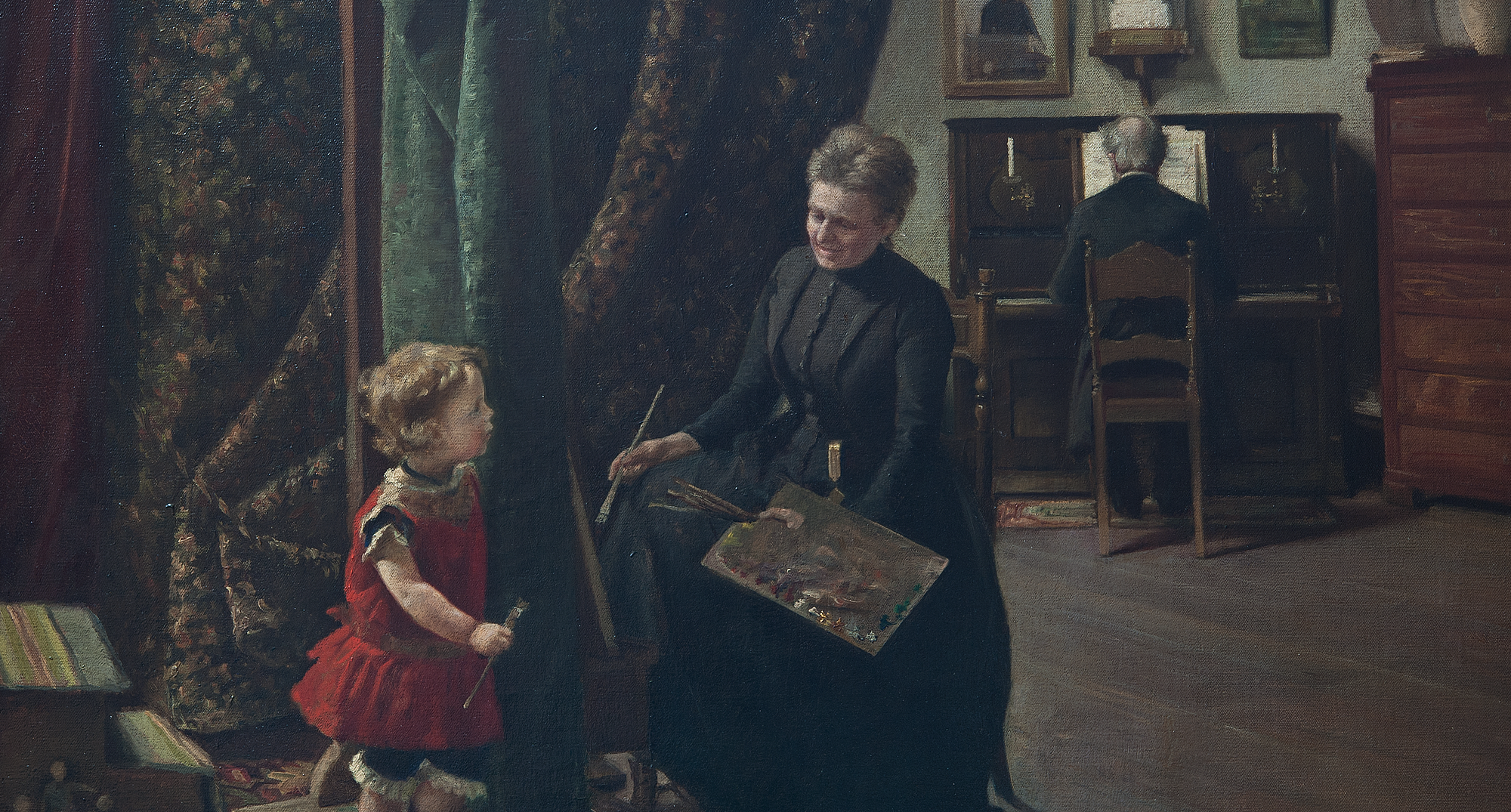 Emilie Mundt: 'Painter and child in the studio', 1893. Vardemuseerne
