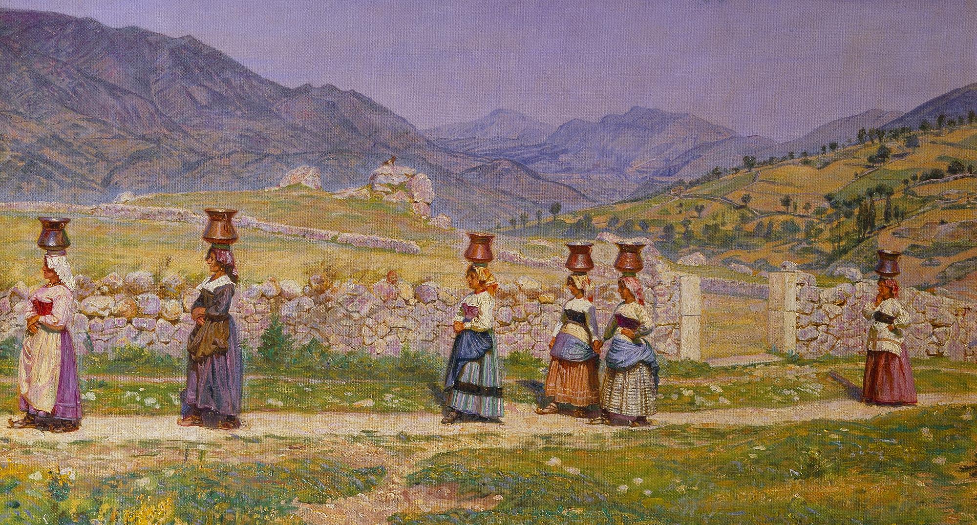 Kristian Zahrtmann: 'Girls carrying water. Cività d'Antino', 1889
