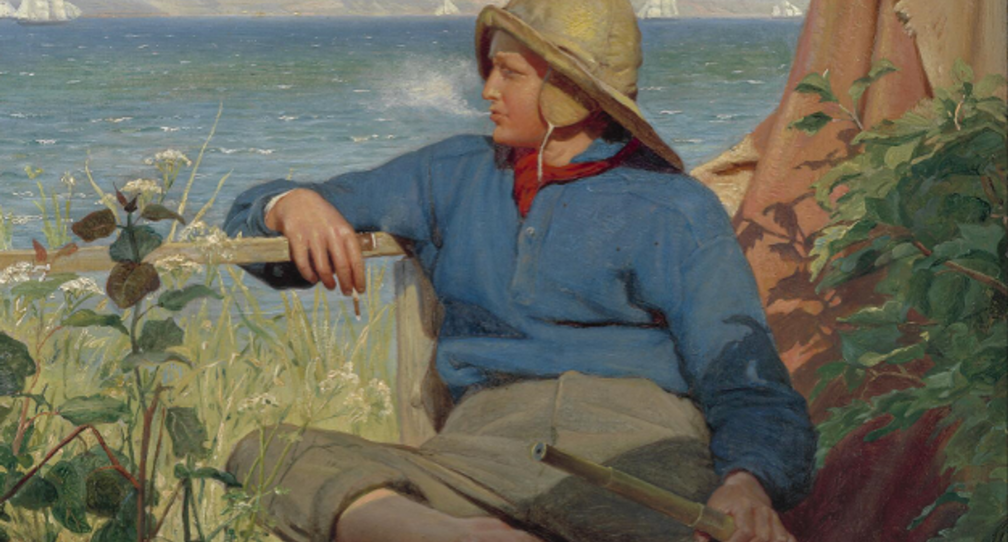 Carl Bloch: 'En ung sømand'. 1874, olie på kobber, Den Hirschsprungske Samling.
