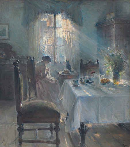 Bertha Wegmann 'Interior with woman sewing', 1891. Private property/© 2008 Christie’s Images Limited

