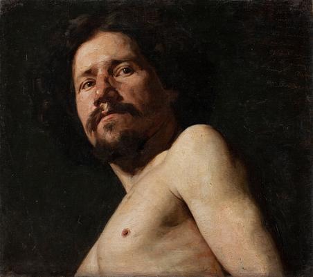 The model studies from Bonnat’s school of painting include the two oil paintings 'Model study. Upper body of a male nude' and 'Model study. Head and chest of a male nude', both from approx. 1877.
