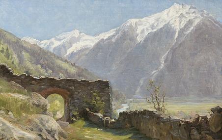 Emilie Mundt: 'Mountain landscape with ruins', 1906. Den Hirschsprungske Samling
