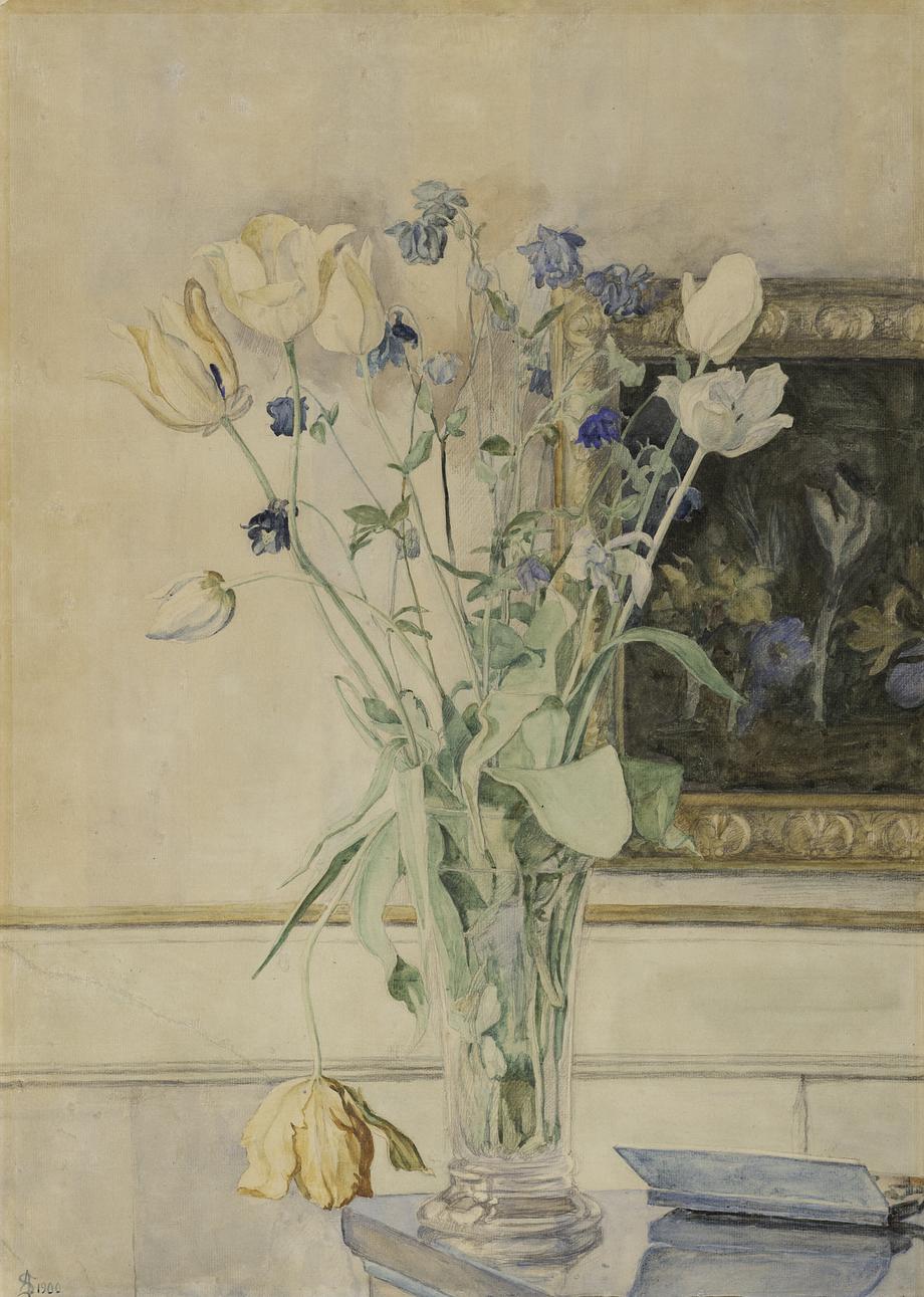 Anna Syberg. ’Forårsblomster i en glasvase’. 1900. Faaborg Museum.
