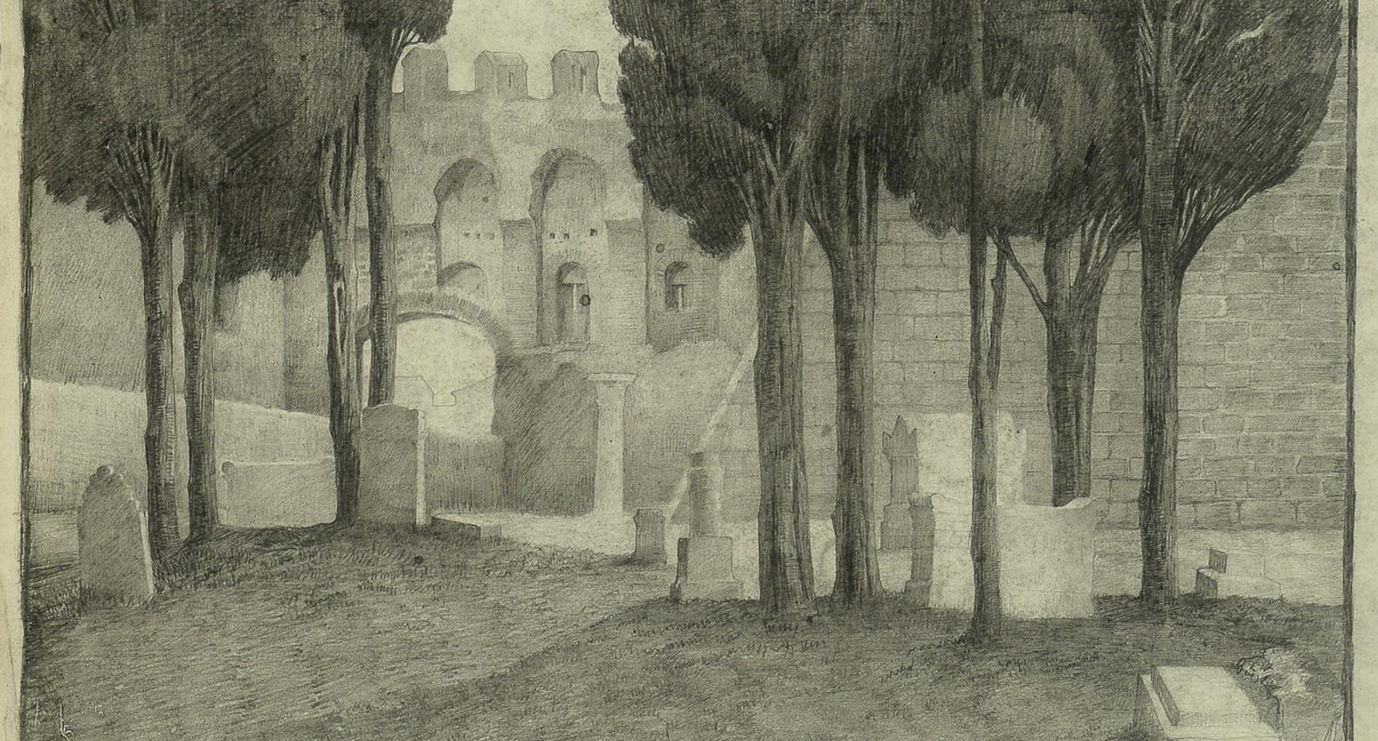 Johan Rohde: ’Den protestantiske kirkegård i Rom’, 1899. Den Hirschsprungske Samling
