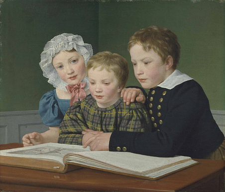 C.W. Eckersberg: Gruppeportræt af C.F. Holms børn. Adam Vilhelm, Pauline Frederikke og Johan Chr. Julius,1832. Den Hirschsprungske Samling
