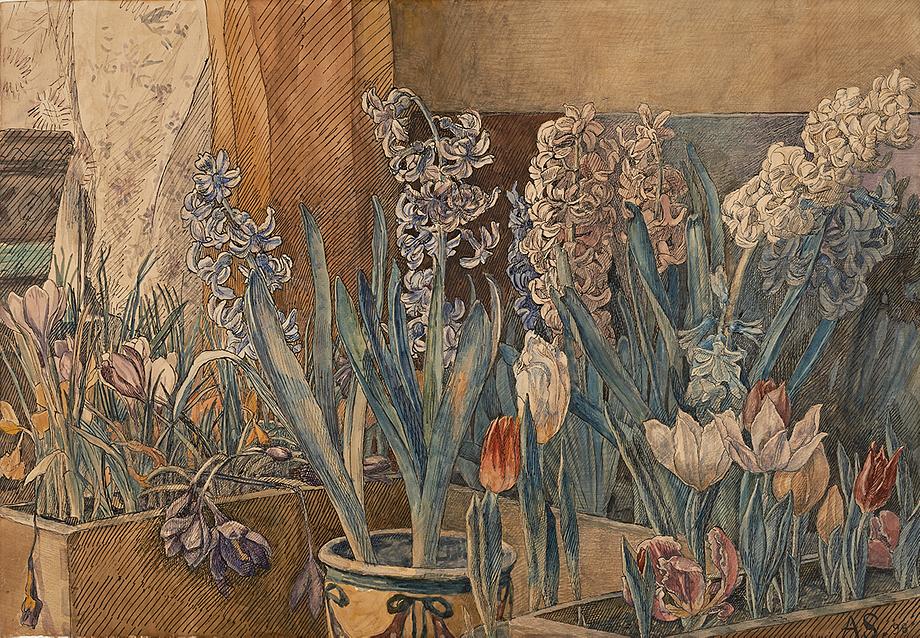 Anna Syberg. ’Krokus, hyacinter og tulipaner’. 1898. Den Hirschsprungske Samling.
