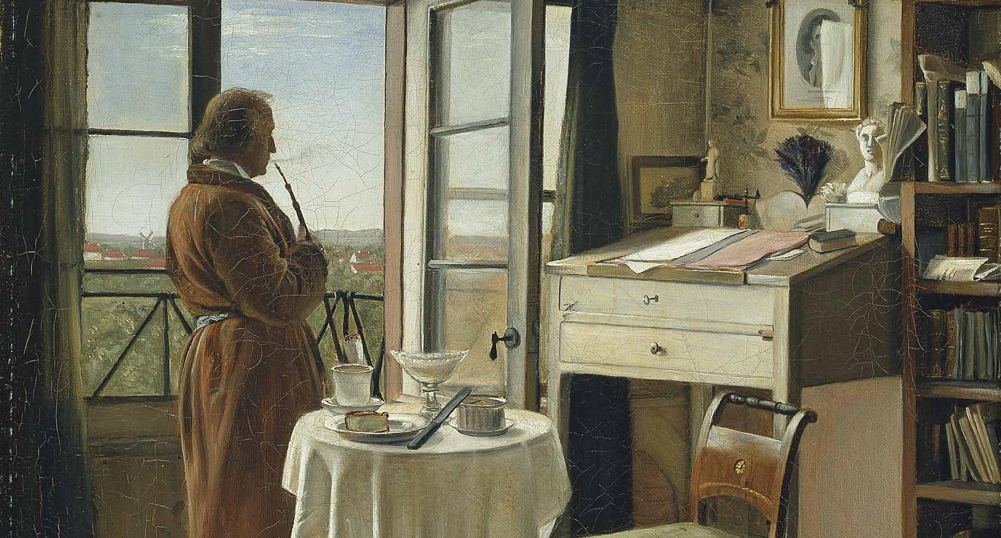 Carl Bloch: Skuespilleren Kristian Mantzius i sit studereværelse. 1853. Den Hirschsprungske Samling
