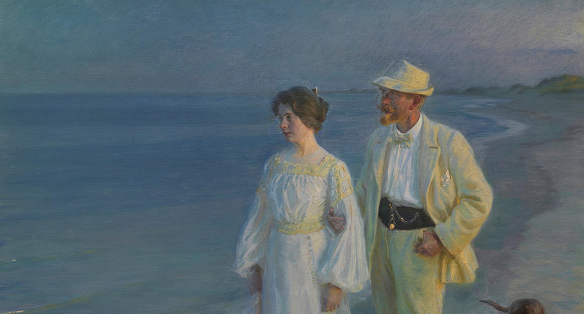 P.S. Krøyer: Summer evening on the beach at Skagen. The painter and his wife, 1899. The Hirschsprung Collection
