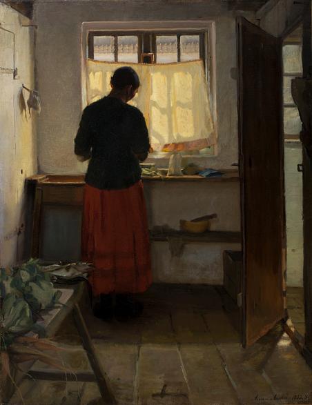 Anna Anchers Pigen i køkkenet fra 1883-86 er et hovedværk i samlingen. Lyset og den intimitet, som Anna Ancher mesterligt beherskede i sin kunst, ses tydeligt i det stemningsfulde oliemaleri.
