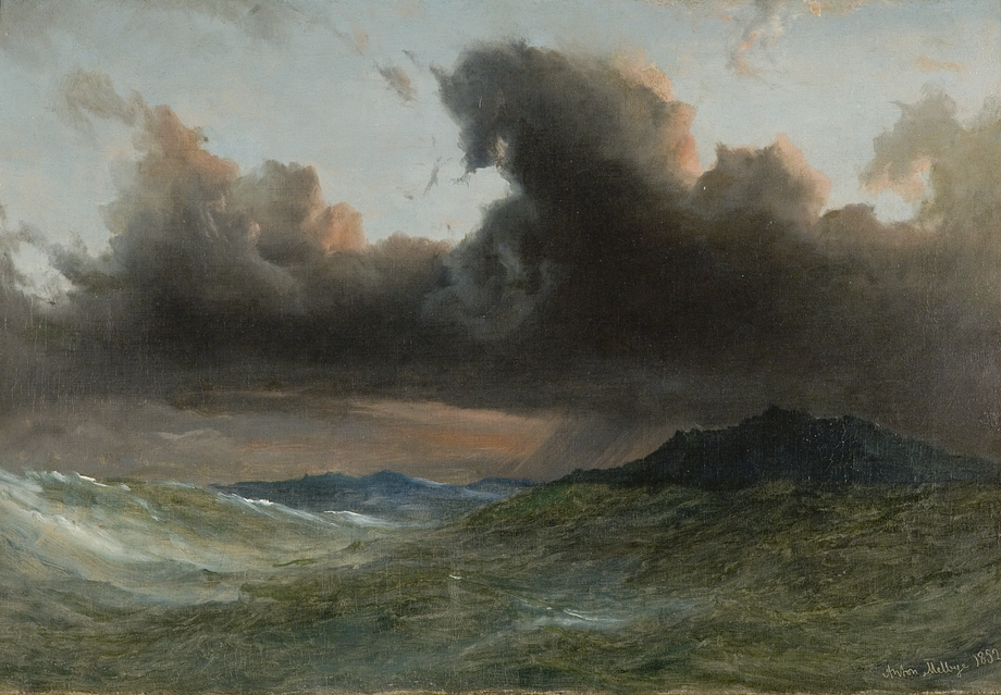 Anton Melbye: Oprørt sø, 1852. Olie på lærred. Ribe Kunstmuseum
