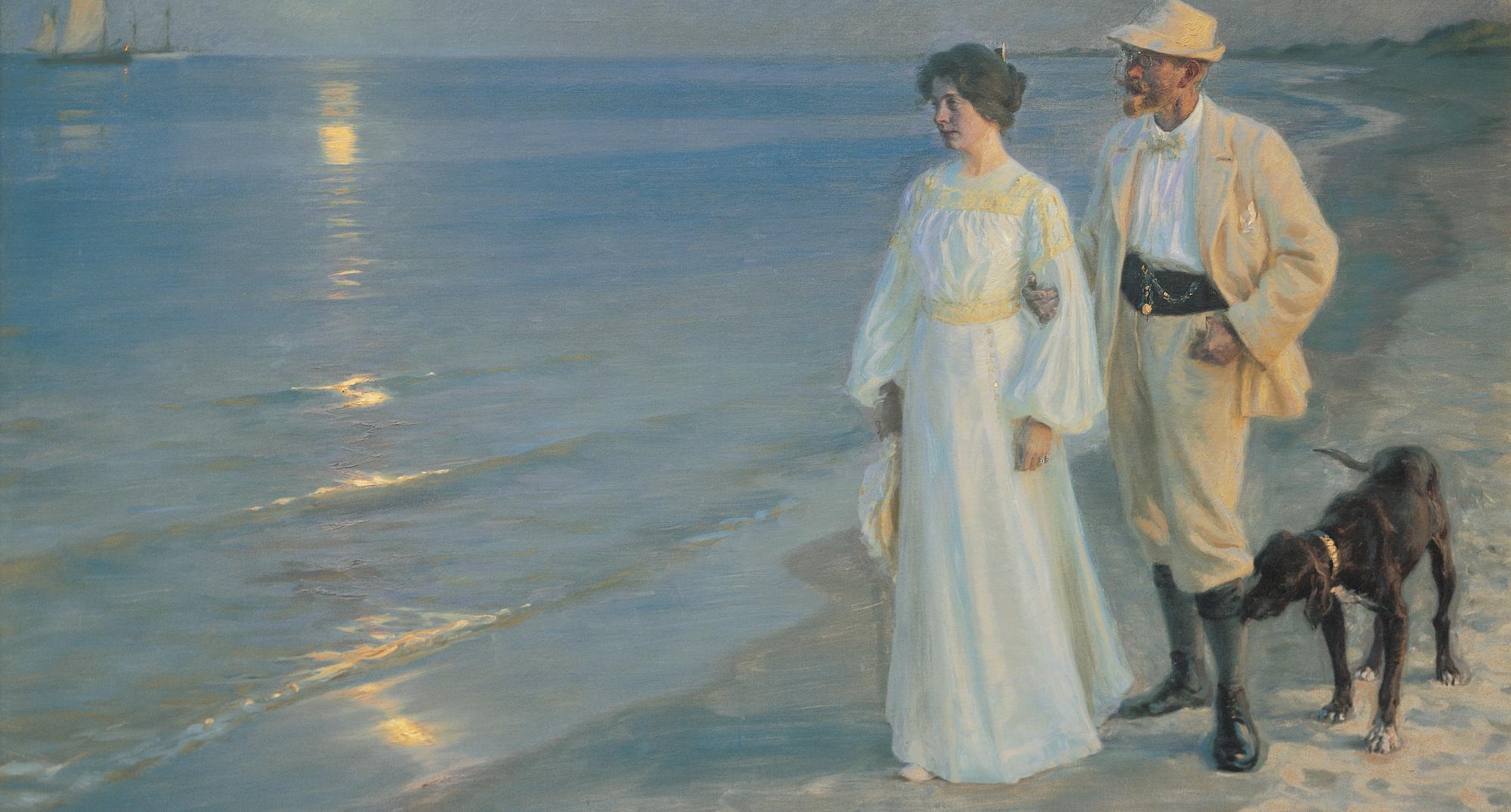 P.S. Krøyer: Sommeraften ved Skagens strand. Kunstneren og hans hustru, 1899. Den Hirschsprungske Samling.
